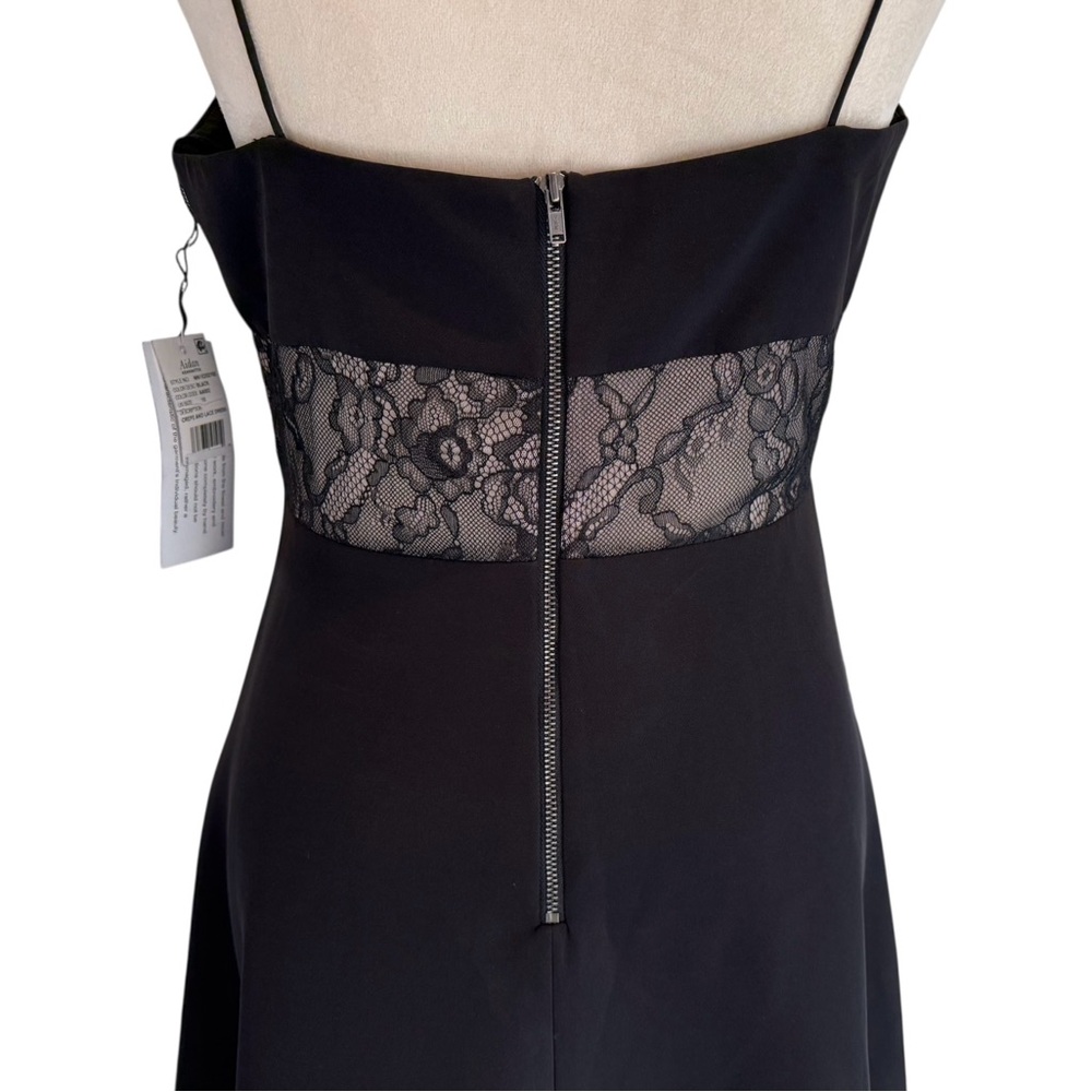 NWT Aidan by Aidan Mattox Black Crepe and Lace Dress - Picture 4 of 8